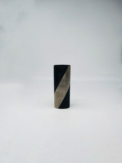 Vase cylindrique noir et or, Helmut Dresler, Rosenthal, 80s