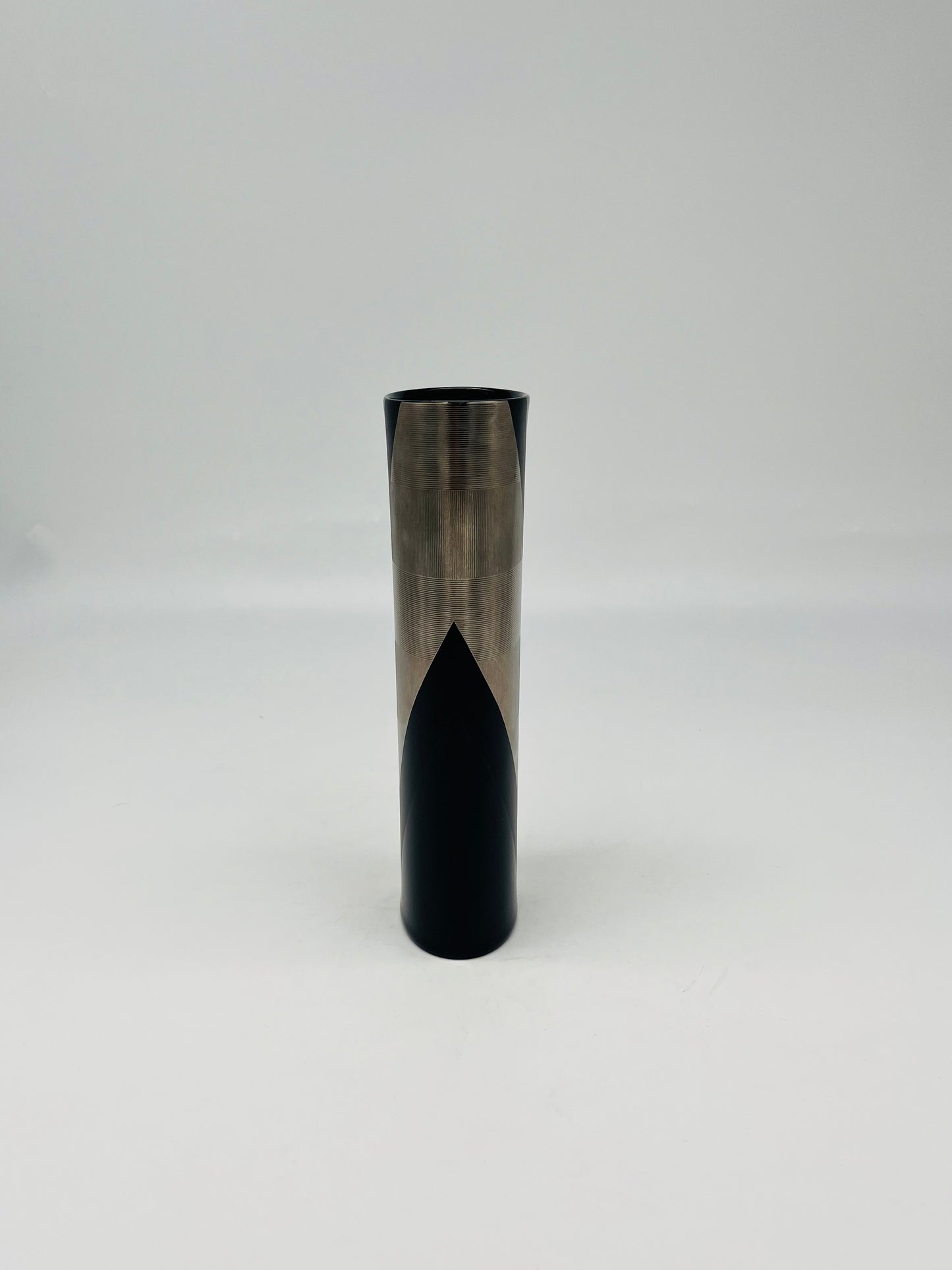 Vase cylindrique noir et or, Helmut Dresler, Rosenthal, 80s