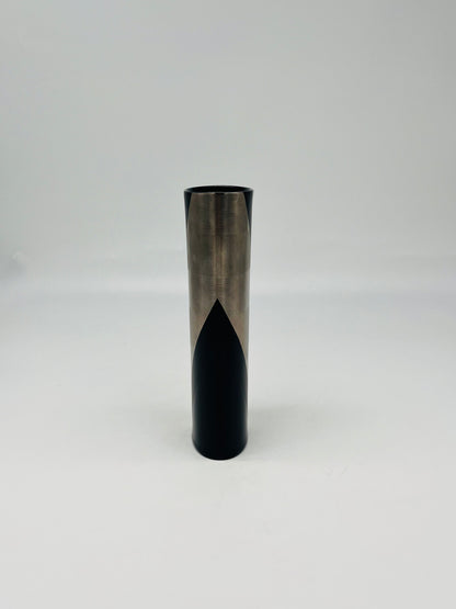 Vase cylindrique noir et or, Helmut Dresler, Rosenthal, 80s
