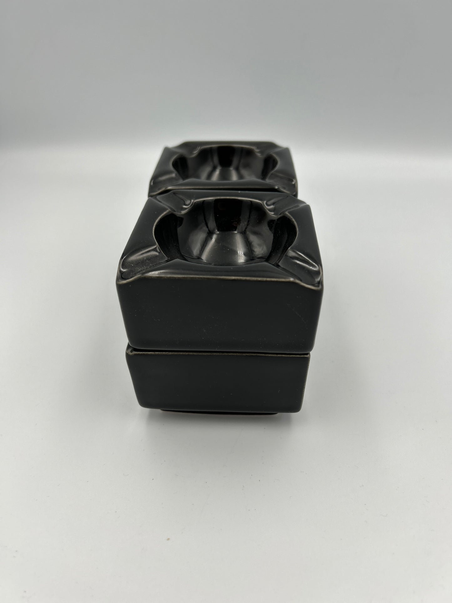 Black ceramic ashtray and cigarette holder, Pierre Cardin, France, 1970s