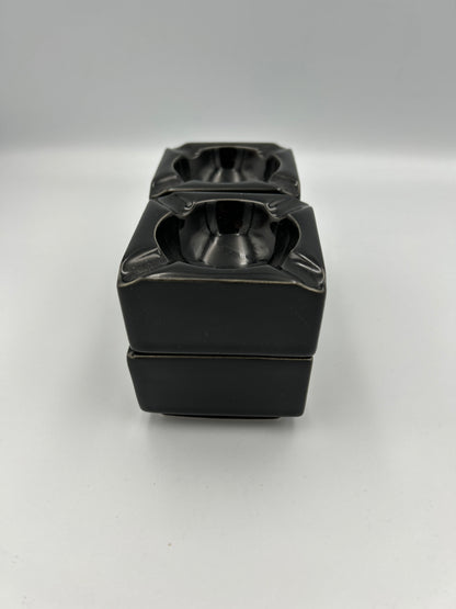 Black ceramic ashtray and cigarette holder, Pierre Cardin, France, 1970s