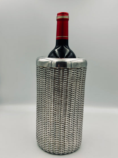 Ensemble de Porte bouteilles en métal argenté tressé, Lino Sabattini, 70s