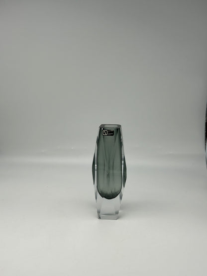 Vase gris à facettes sommerso, verre de Murano, Vincenzo Nason, Italie, 60s