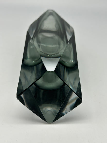Vase gris à facettes sommerso, verre de Murano, Vincenzo Nason, Italie, 60s