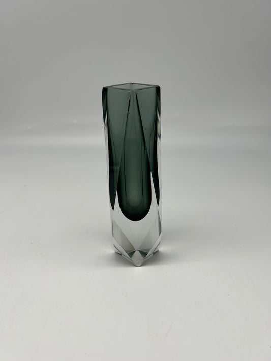 Sommerso gray vase, Murano glass, Vincenzo Nason, Italy, 60s