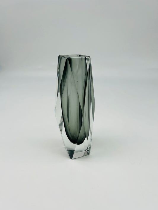 Sommerso gray vase, Murano glass, Vincenzo Nason, Italy, 60s