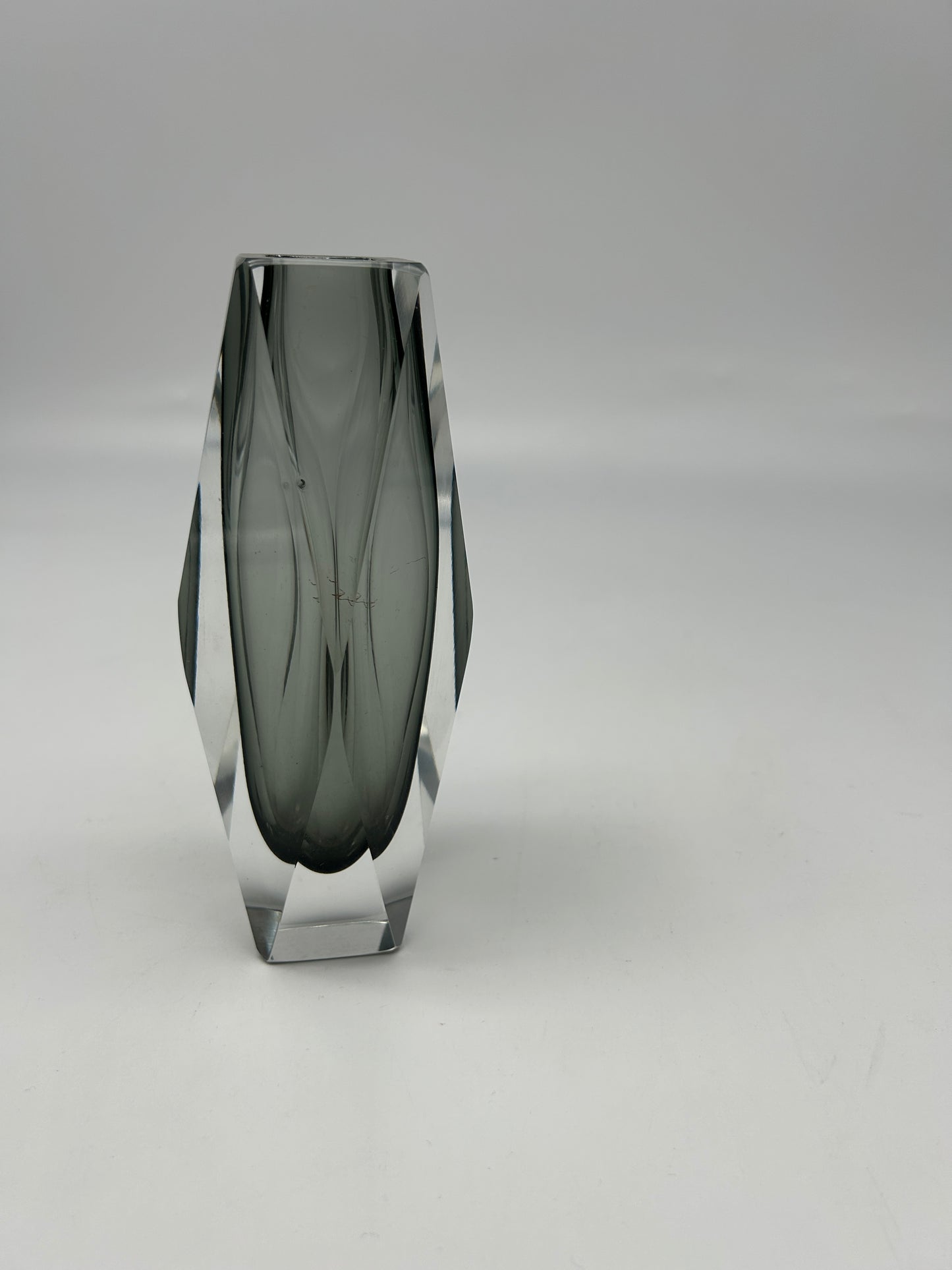Vase gris sommerso, verre de Murano, Vincenzo Nason, Italie, 60s