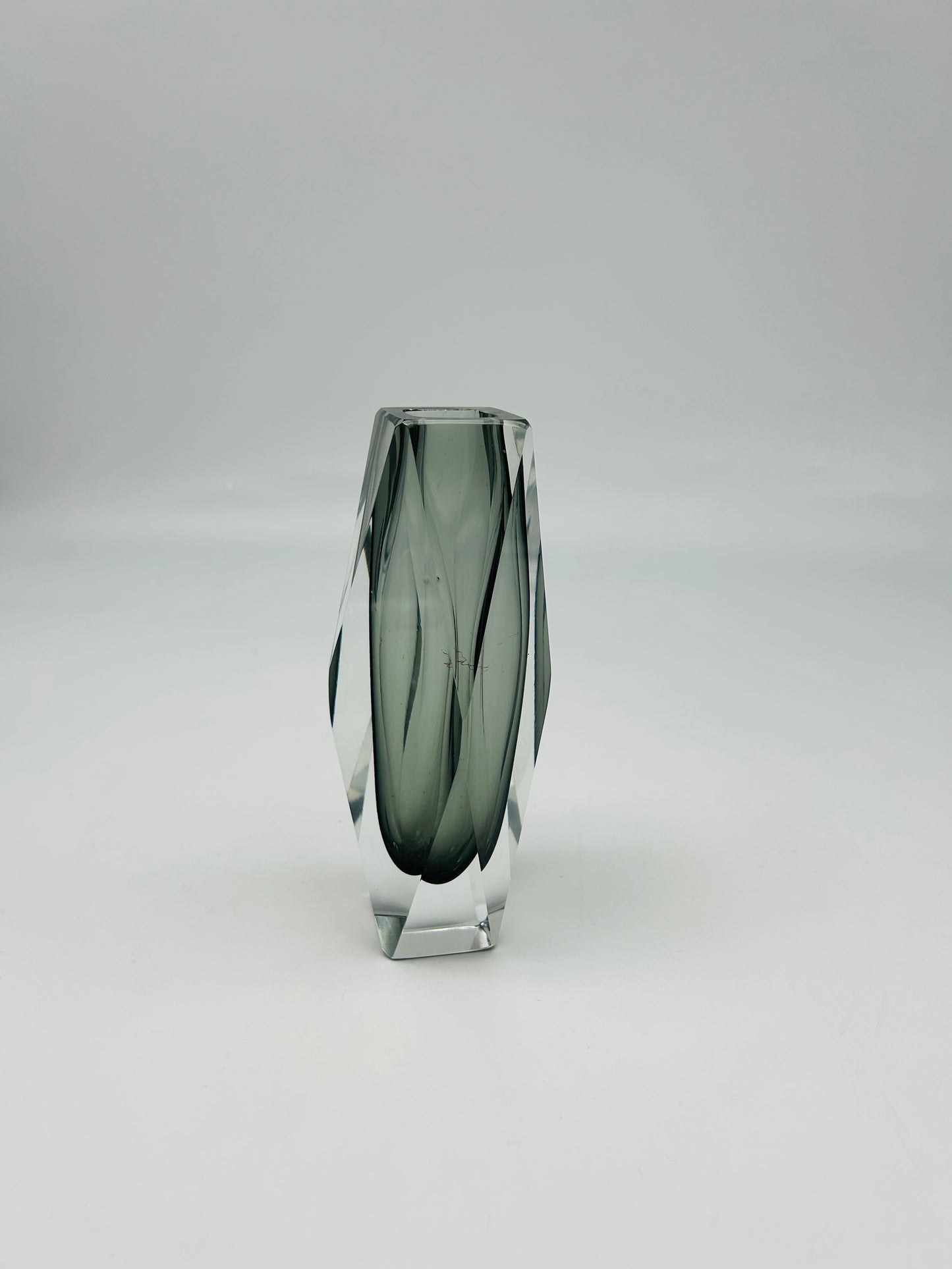 Vase gris sommerso, verre de Murano, Vincenzo Nason, Italie, 60s