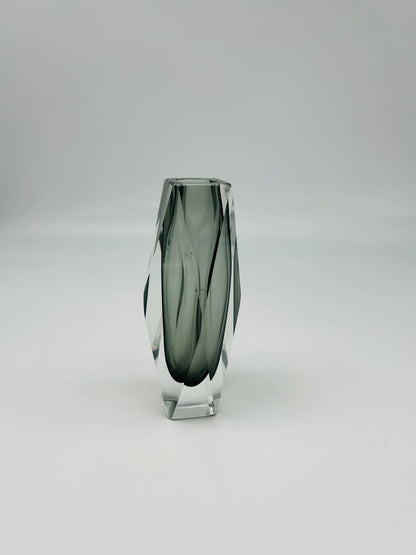 Vase gris sommerso, verre de Murano, Vincenzo Nason, Italie, 60s