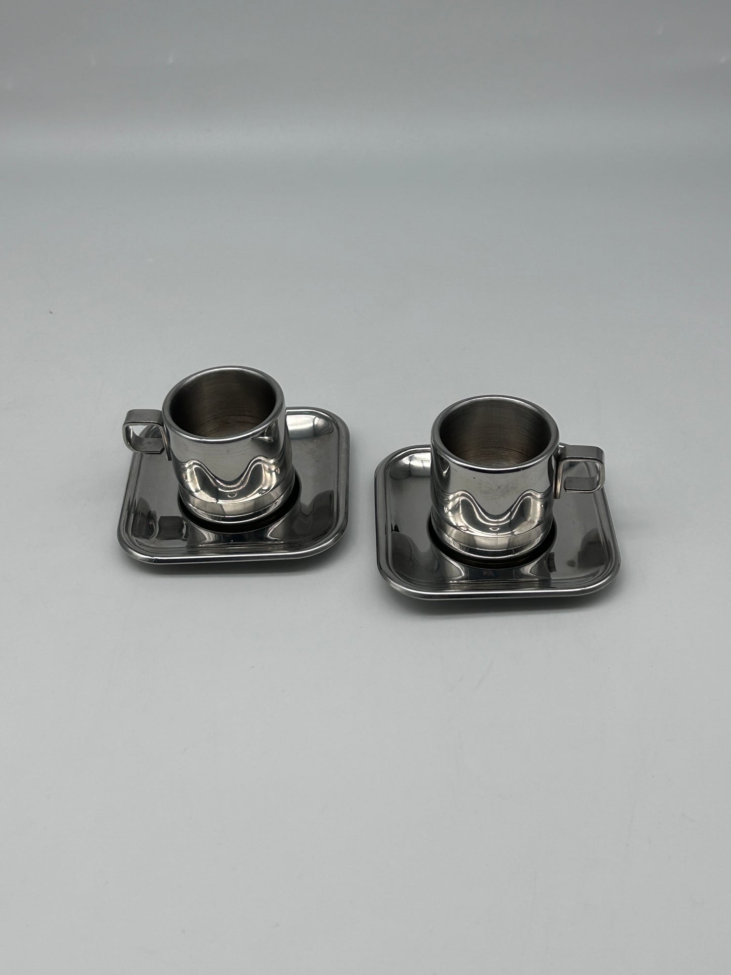 Set of 2 Zini steel cups, Italy, 1970s