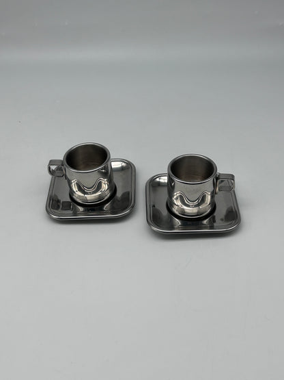 Set of 2 Zini steel cups, Italy, 1970s