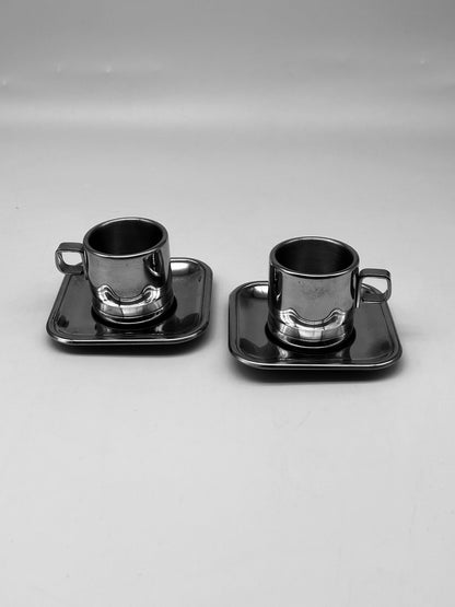 Set of 2 Zini steel cups, Italy, 1970s