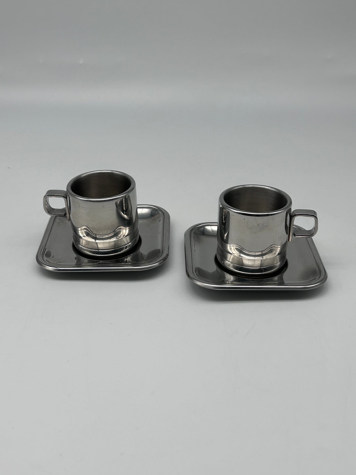 Set of 2 Zini steel cups, Italy, 1970s