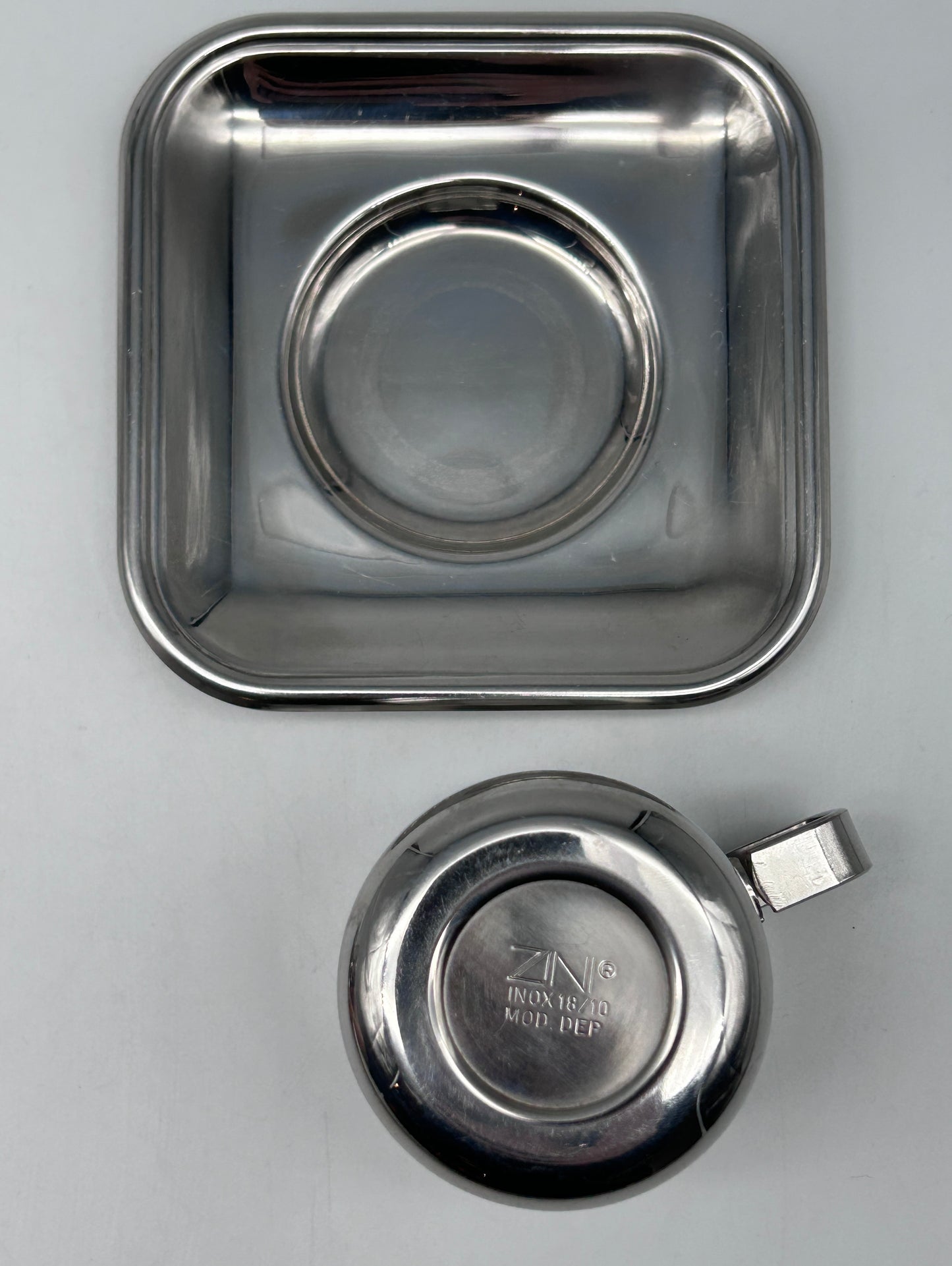 Set of 2 Zini steel cups, Italy, 1970s