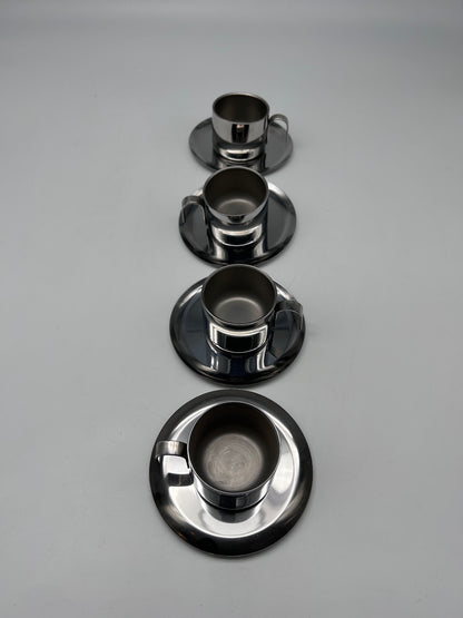Stainless steel coffee cups by Guido Bergna, Italy, 1970s