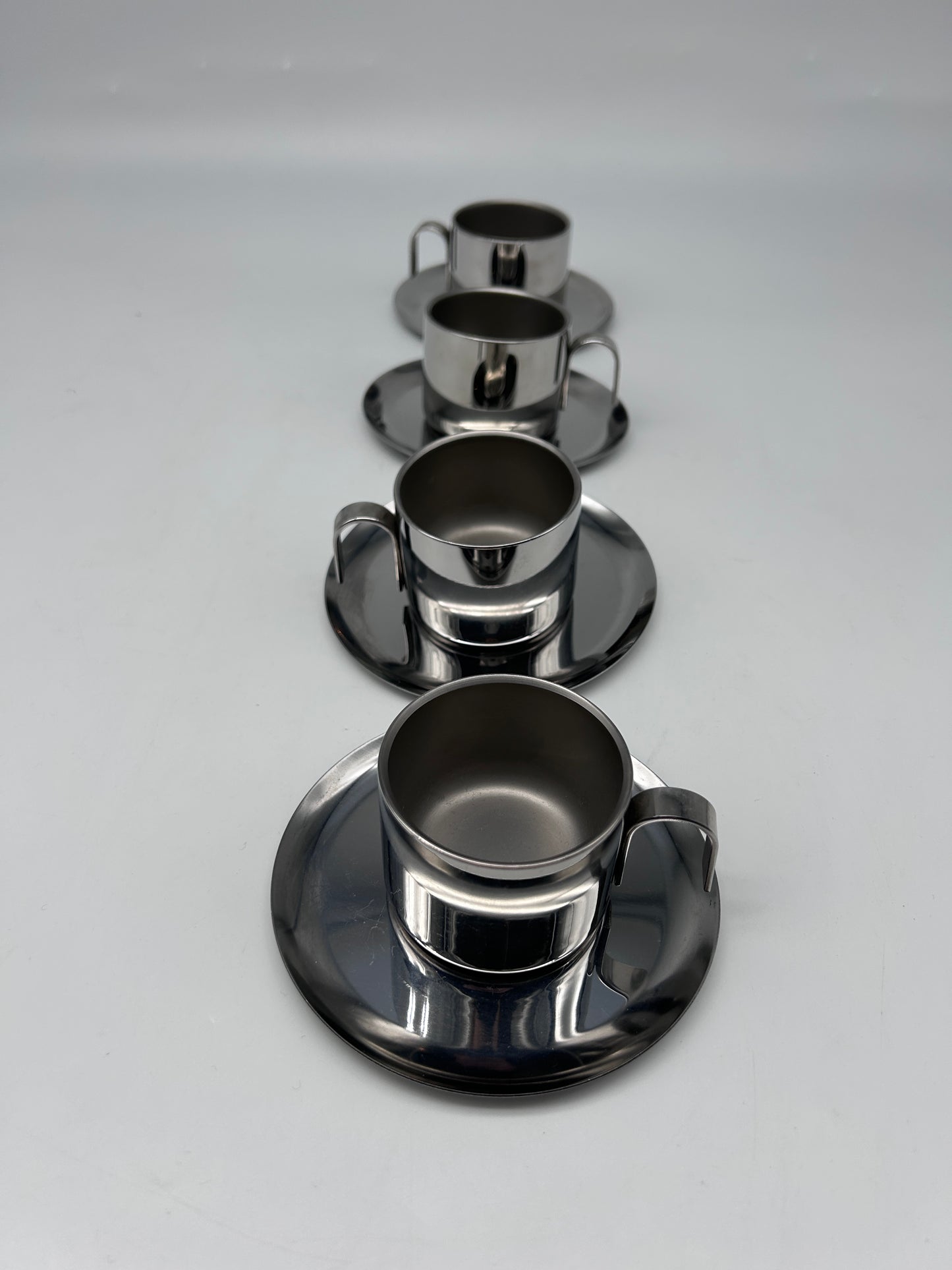 Stainless steel coffee cups by Guido Bergna, Italy, 1970s