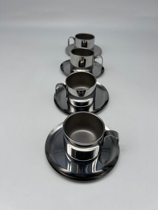 Stainless steel coffee cups by Guido Bergna, Italy, 1970s