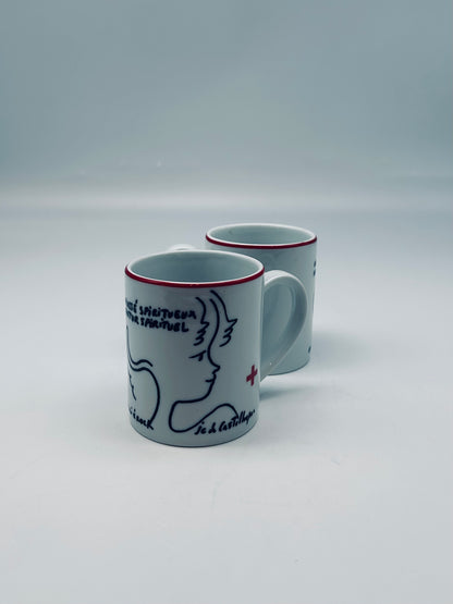 JC de Castelbajac coffee cups, Royal Limoges Manufactory, 2000s