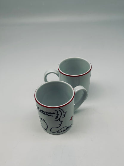 JC de Castelbajac coffee cups, Royal Limoges Manufactory, 2000s