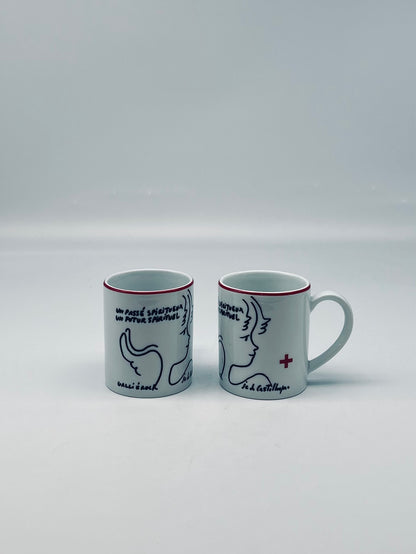 JC de Castelbajac coffee cups, Royal Limoges Manufactory, 2000s