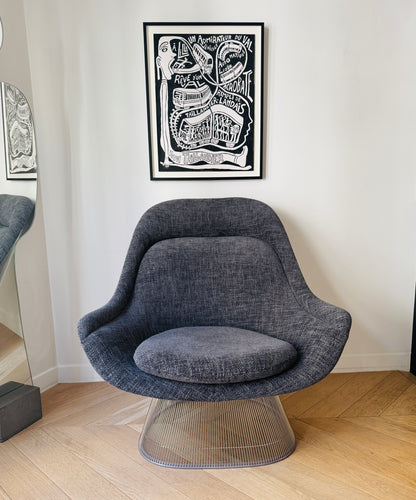Fauteuil Easy Chair gris, Warren Platner, Editions Knoll, 2000s