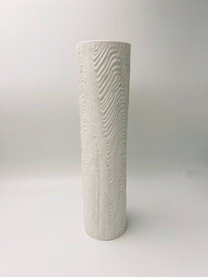 Vase blanc biscuit, cylindrique motif vagues, Martin Frayer, Rosenthal, 70s