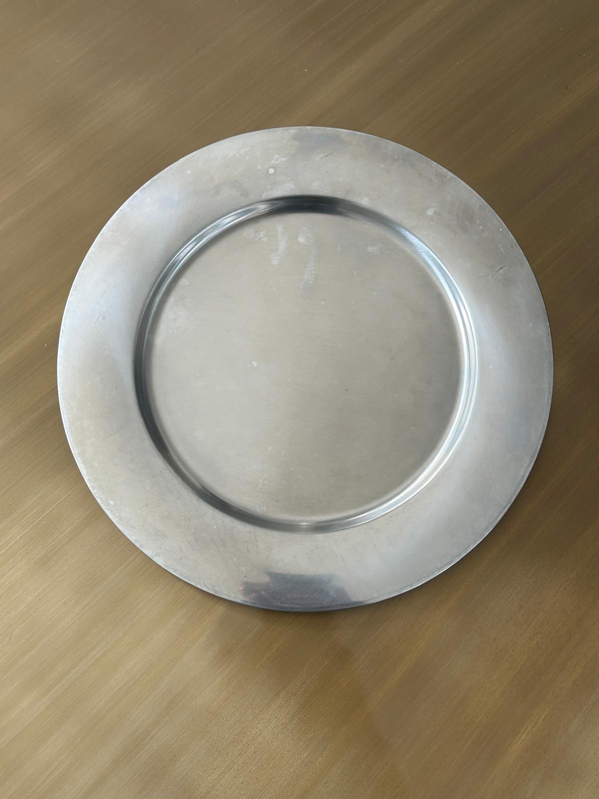 Set d'assiettes en acier poli, Stelton, Denmark, 70s