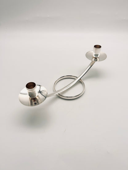 Bougeoir moderniste en métal argenté Ercuis