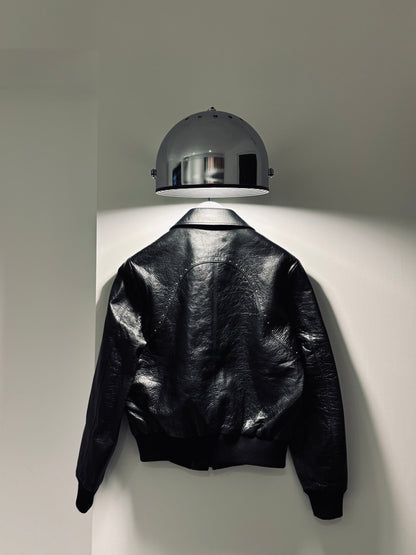 Veste en cuir noir cloutée Celine, T36