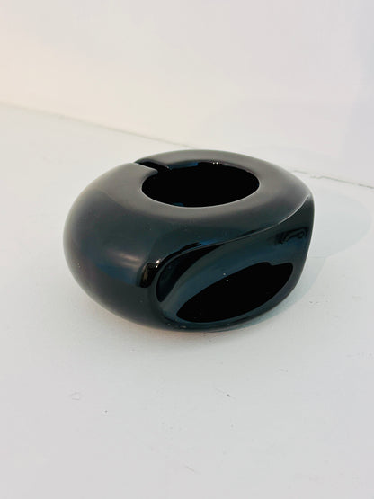Black ceramic ashtray, Boccato Gigante Zambusi, Sicart, Italy, 1970s