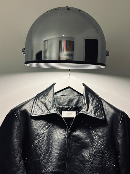 Veste en cuir noir cloutée Celine, T36