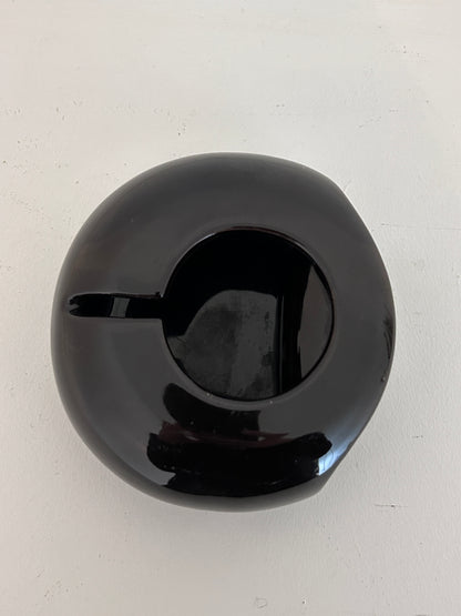 Black ceramic ashtray, Boccato Gigante Zambusi, Sicart, Italy, 1970s