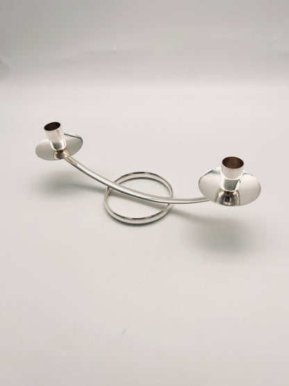 Bougeoir moderniste en métal argenté Ercuis