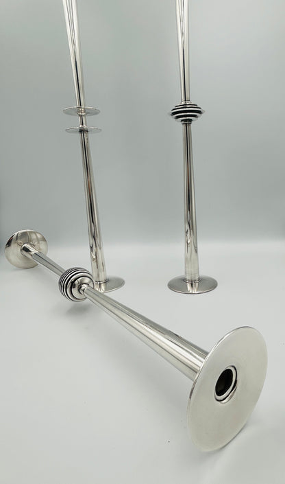 Set of 3 silver-plated metal candelabras, Lino Sabattini, Italy, 1970s