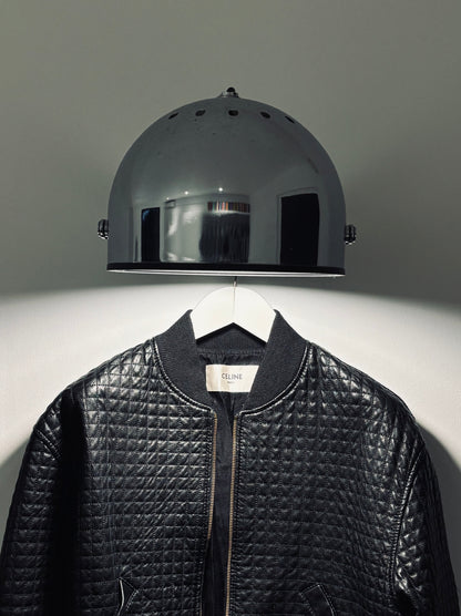 Bomber jacket en cuir noir matelassée Hedi Slimane, Celine, T36