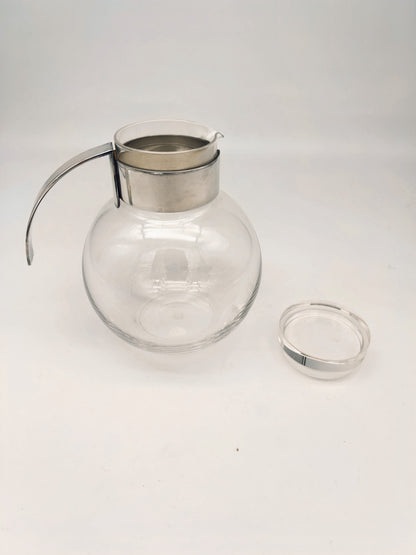 Carafe en verre et métal argenté, Ezilé, Lino Sabattini, 70s