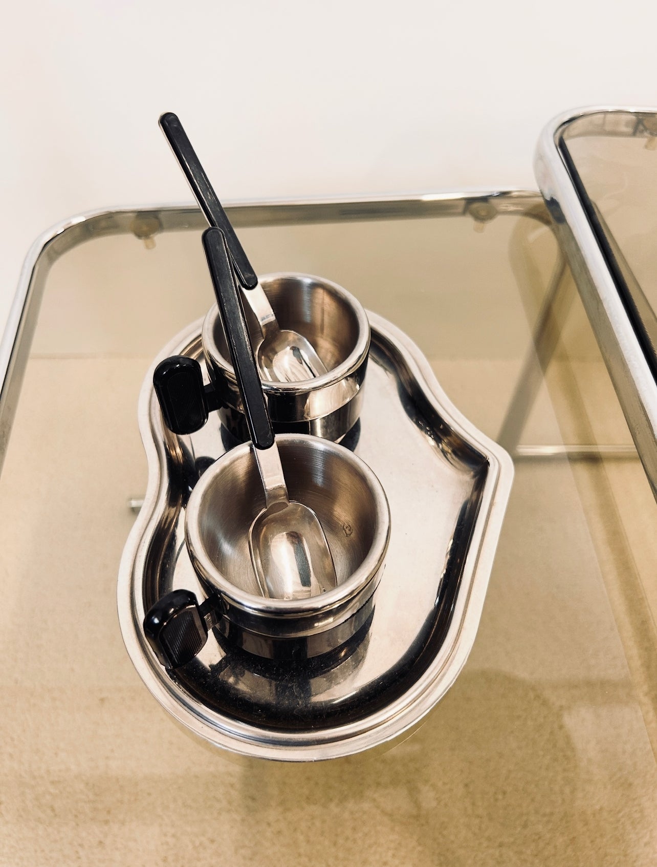 Tête à tête, duo de tasses expresso, Morinox, Italie, 1970s