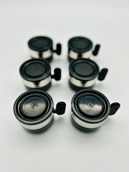 Tasses à café noires,space age, Morinox, Italie, 70s