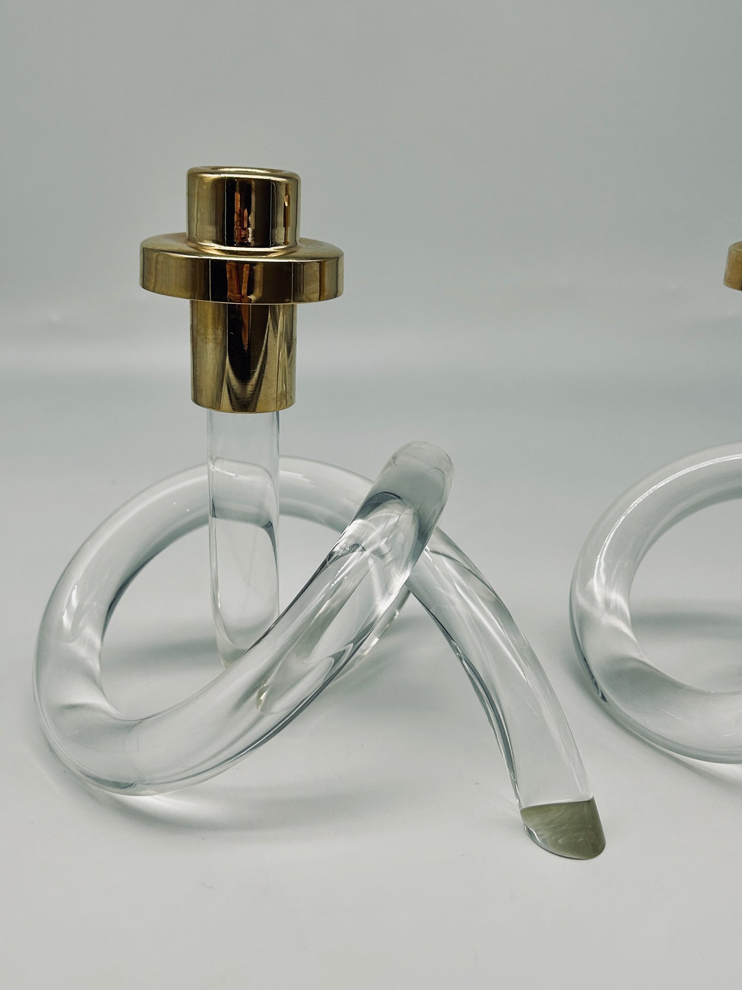 Ensemble de 2 bougeoirs  « Pretzel », Elaine Bscheider, Dorothy Thorpe, 40s