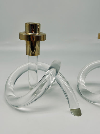 Ensemble de 2 bougeoirs  « Pretzel », Elaine Bscheider, Dorothy Thorpe, 40s