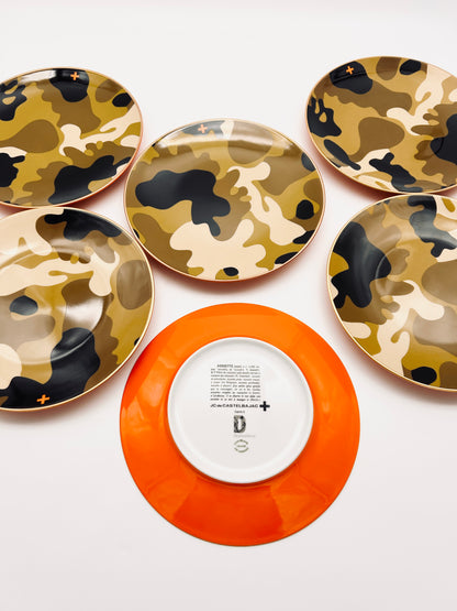 Assiettes camouflage, JC de Castelbajac, Maison Deshoulières, 90s