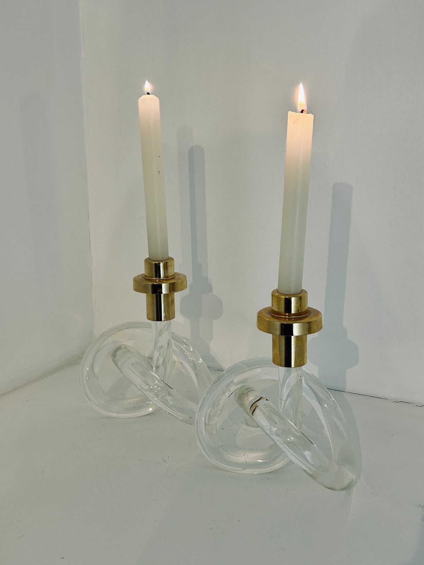 Ensemble de 2 bougeoirs  « Pretzel », Elaine Bscheider, Dorothy Thorpe, 40s