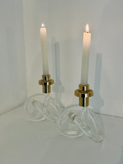 Ensemble de 2 bougeoirs  « Pretzel », Elaine Bscheider, Dorothy Thorpe, 40s