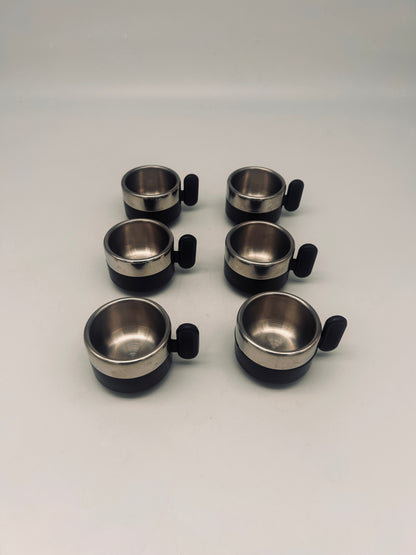 Tasses à café noires,space age, Morinox, Italie, 70s