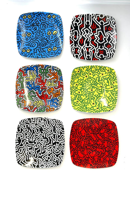 Assiettes carrées, Keith Haring, Tognana, Italie, 2000s