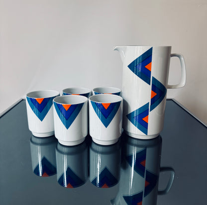 Carafe et gobelets en céramique, Franco Pozzi, Italie 70s