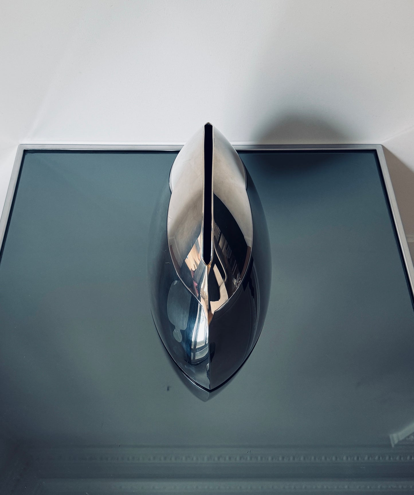Vase minimaliste, métal argenté, Mitrio, Lino Sabattini, 70s