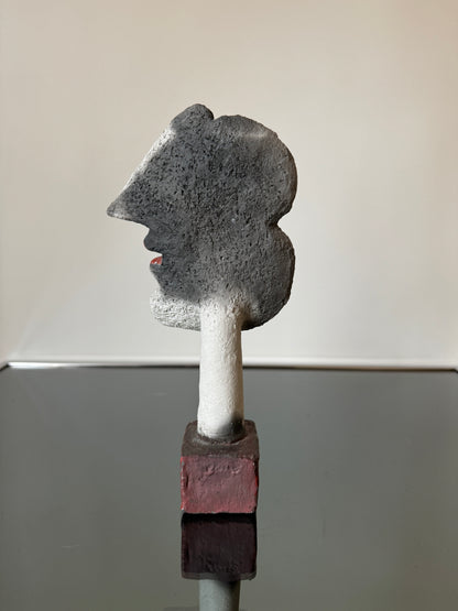 Sculpture en céramique polychrome, Profil de femme, Roger Capron, 60s