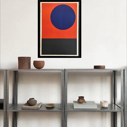 Lithographie GILIOLI, "Composition" rond bleu, 70s