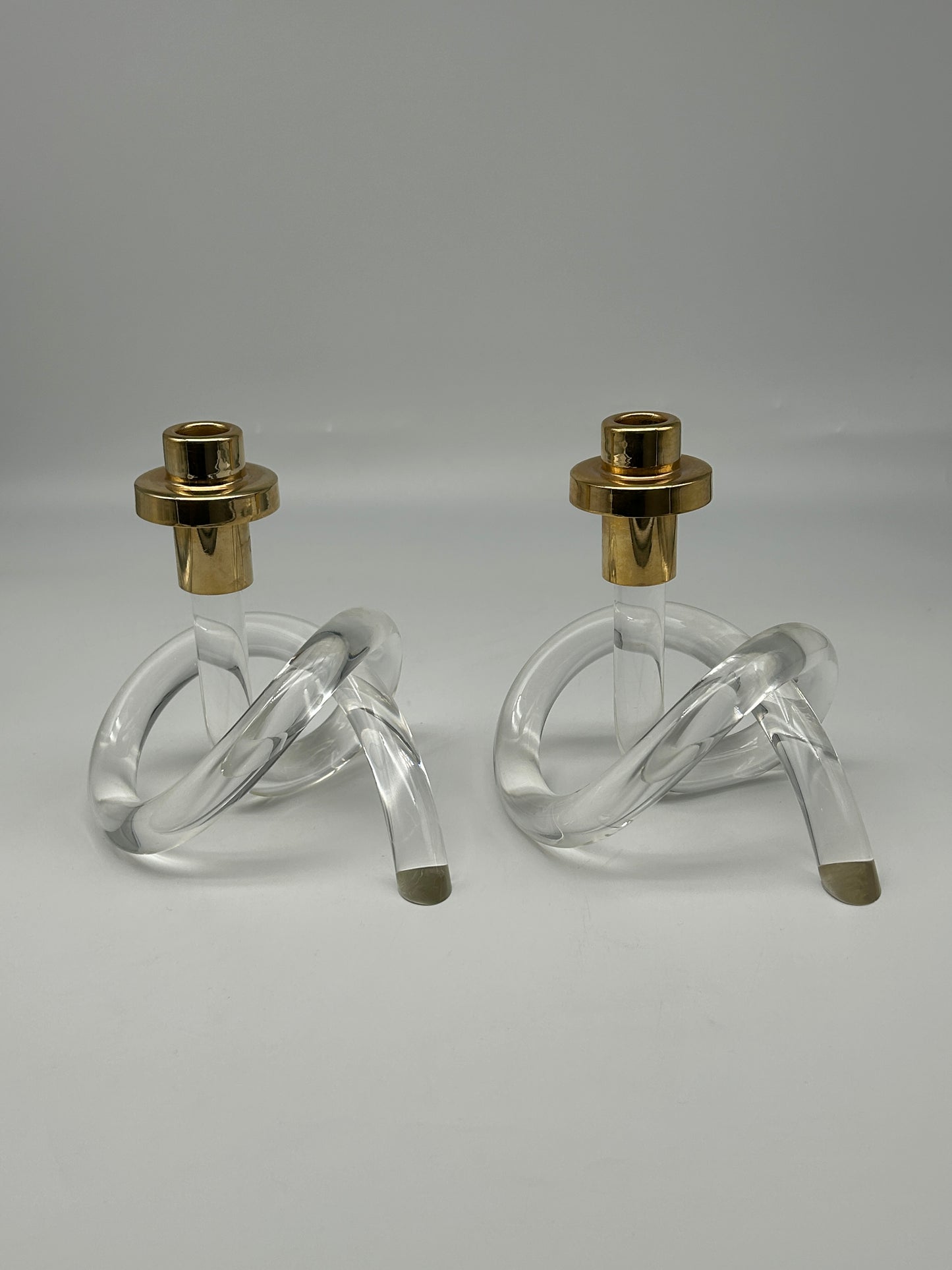 Ensemble de 2 bougeoirs  « Pretzel », Elaine Bscheider, Dorothy Thorpe, 40s